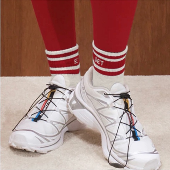 SET Active Limited Edition SET Stripe Shorty Socks Heather Grey/Legacy Red NWT - Picture 5 of 5